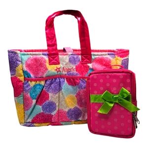 American Girl Doll Accessory Bag and Small Suitcase Bright Pink